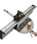 Precision Miter Gauge With Flip Stop Fence And Sixty Degree Angles Router Table Saw Accessory with metal components.
