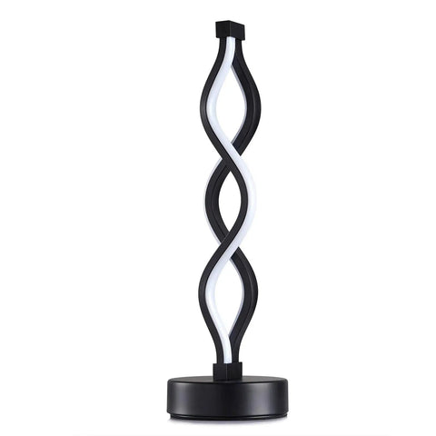 Spiral LED Table Lamp With Dimmer In Slick Black Finish Touch Control Bedside Light With Three Color Temperatures 15.8 Inch Tall