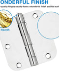 12 Pack 3.5 Inch Door Hinges With Rounded Ends And Polished Chrome Finish Includes 72 Long Mounting Screws For A Smooth As Butter 270 Degree Swing And No Sweat Quick Setup For Interior Doors close-up of a polished chrome hinge with a flat surface.