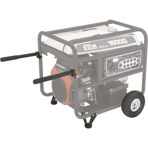 Heavy Duty Generator Wheel Kit With Slick 10 Inch Pneumatic Tires And Fold Away Handles Fits 10 To 15 Thousand Watt Portable Generators Hassle Free Bolt On Upgrade, detail of fold-away handles.