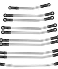 313mm And 324mm Metal Link Set Steering Rod Kit With Nylon End Caps for 1x10 RC Crawler Upgrade, 30-piece stainless steel build, laid out