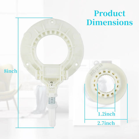 Dimensions of Washing Shift Actuator Coupling Assembly Replacement for LG and Kenmore Washers, 8-in diameter, 1.2-in, 2.7-in shafts