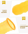 100 Pack Anti Static Latex Finger Covers For Joint Support And Blister Shield Heavy Duty Finger Guards showing nitrile material.