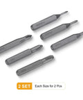12 Pc Magnetic Phillips Screwdriver Bit Set PH2 through PH0000, shown in two sets with 4mm hex shank, made of S2 tool steel, precision repair.