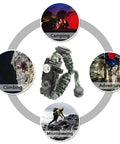 21 In 1 Survival Paracord Bracelet Kit with SOS LED Light, Compass, and Whistle for camping, climbing, and adventure use.