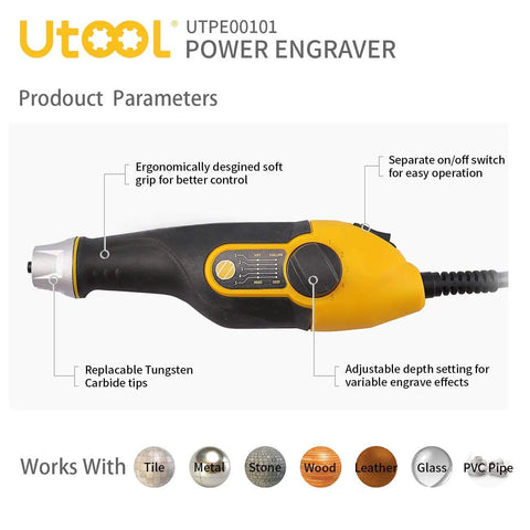 Heavy Duty Handheld Engraver Pen With 24 Watt Motor And Dead Simple Speed Dial For Slick Wood Metal Glass Marking Plus Soft Rubber Grip showing ergonomic design.