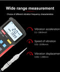 Portable Digital Vibration Tester UT315A Vibrometer For Crazy Accurate Readouts Of Acceleration, Velocity And Displacement With USB Interface, Multiple Frequency Modes, Data Hold, Auto Power Off, CE UKCA Certified, handheld display and probe