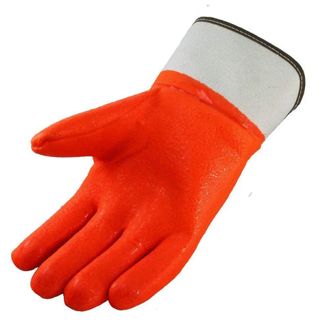 Comet Insulated PVC Coated Work Gloves With Safety Cuff In Hi Vis Orange Grippy Texture For Wet Or Slippery Surfaces 12 Pack