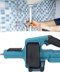 Heavy Duty Cordless Drain Snake Auger With LED Light For Sinks Bathtubs Toilets Auto Feed System Seven Meter Flexible Cable in use.