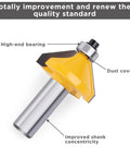 Close-up of a router bit from the 40 Piece Router Bit Kit With One Half Inch Shank, showing dust cover and high-end bearing.