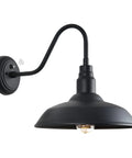 14 Inch Large Dome Gooseneck Barn Light Outdoor With Dusk To Dawn Sensor Matte Black Exterior Wall Sconce For Porch Garage And Patio