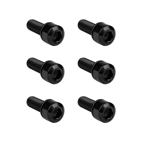 Titanium Bike Stem Bolts M5x16 18 20mm Socket Cap Head Screws With Washers Pack Of 6 Black Grade 5 6AL4V Ultralight Strength