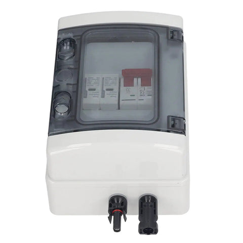 PV Combiner Box With Built In DC Circuit Breaker 500V 32A 2P, IP65 rating, transparent window for solar wind hybrid systems