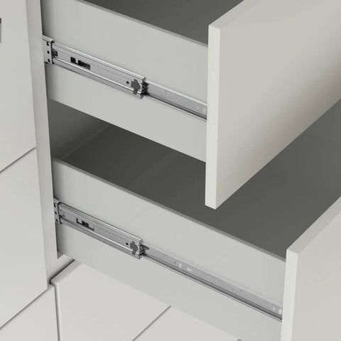 Installed view of Push To Open Soft Close Drawer Slides 22 Inch Heavy Duty Drawer Glides with ball bearing and full extension