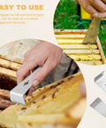 Two Piece Stainless Steel Pry Bar Scraper Set With Seven And A Quarter Inch And Nine And A Quarter Inch Flat Bars in use for beekeeping