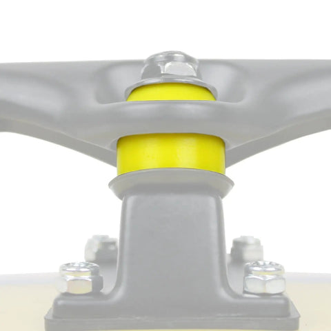 Yellow 94A conical bushing on skateboard truck from Skateboard And Longboard Truck Replacement Bushings Four Pack USA Made