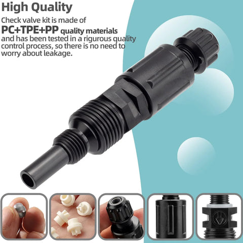 1/4-inch UCDBINJ injection check valve in black plastic for peristaltic pumps; compatible with 45/85/100/170 series