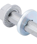 Close-up of Beefy Front Lower Control Arm Bolt For Model S 2012 To 2021, high strength steel, M14 with nut, washer.