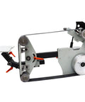 Workhorse Variable Speed Belt Sander And Knife Grinder With Wheel And Flat Platen Tool Rest for precise polishing tasks, 72X2 inch.