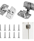 2 Pack Adjustable Pie Cut Corner Hinge 343.90.710 Works With Mepla SSP 17 19 21 Series Full Inset Concealed Lazy Susan Hinges shown with screws