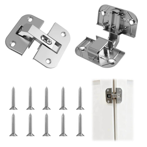 2 Pack Adjustable Pie Cut Corner Hinge 343.90.710 Works With Mepla SSP 17 19 21 Series Full Inset Concealed Lazy Susan Hinges shown with screws