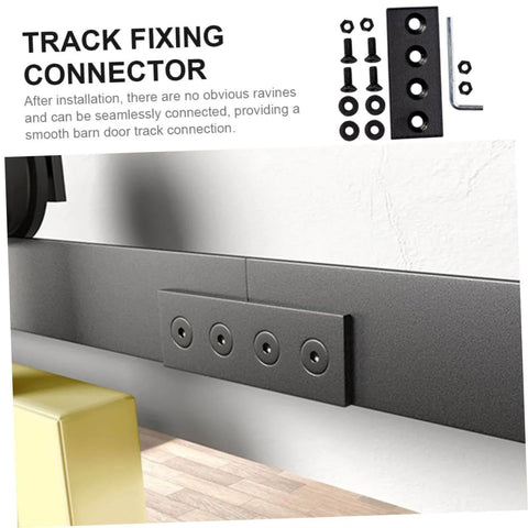 Track Connecting Brace Metal Joint Plate Set For Barn Doors Easy Installation Bracket Connector Kit shown installed on track