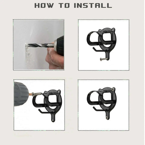 Installation process for Heavy Duty Horse Bridle Rack With Bracket Hooks for Tack Room Organization, black metal, wall-mounted.
