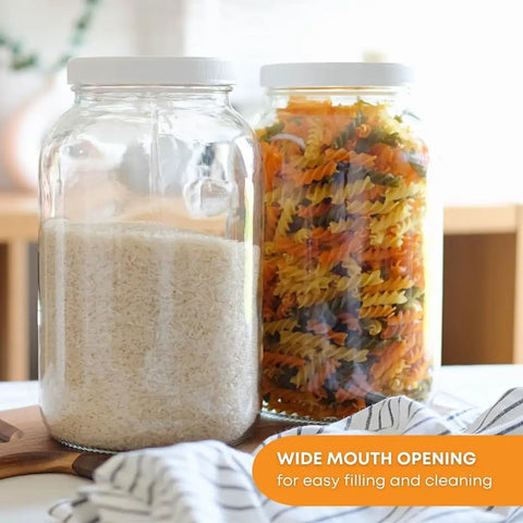1 Gallon Glass Jars Set With White Lids Eight Pack Wide Mouth Fermentation And Storage Jars Food Grade Glass For Kombucha Pickling