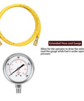 Fuel pressure test kit with yellow extended hose and pressure gauge