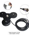 Heavy Duty Magnetic Antenna Mount Base With Triple 3.5-Inch Magnets And 16.4 Foot RG-58 Cable PL-259 Plug For Mobile Ham Radios