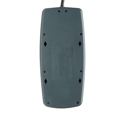 Back view of 10 Outlet Surge Protector Power Strip With 8 Foot Cord Tel DSL RJ11 Protection For Phone Lines Router PC And More