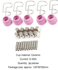 Get Prime Cuts With These 30Pcs Plasma Cutter Consumables Set Featuring Durable Ag-60 Torch Head Tips And Electrodes For 0 To 60A Machines, includes ceramic cups and tips.