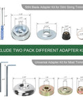 Adapter kits for 10 Inch 3 Tooth Brush Cutter Blades For Gas Powered Trimmers 2 Pack with universal fit dimensions and components.