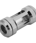 Chiciris G1/4 Brass Inline Water Cooling Filter For PC Liquid Loop, stainless steel mesh, clear acrylic sections.