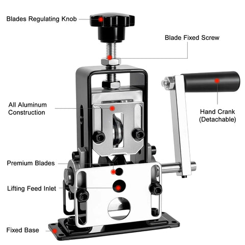 Beefy Copper Wire Stripper Machine For 0.06 To 1 Inch Cables, Scrap Wire Peeler With Replacement Blades, manual hand crank view