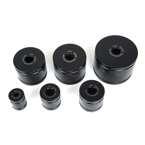 6-Piece Dimple Die Set Tool Kit For Conduit Knockouts Pro Grade Heavy Duty Electrical HVAC, hole sizes 0.86 to 2.36 inches, top view