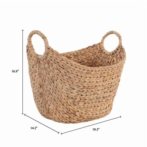 Extra Large Natural Water Hyacinth Boat Basket With Steel Frame For Home Storage And Decor Durable Handwoven Basket With Sturdy Handles