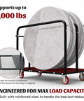 Professional Grade Heavy Duty Dolly Cart Serving As A Rugged 1000 Pound Material Hauler Featuring An Adjustable Base And Slick Rolling 360 Degree Swivel Polyurethane Wheels For No Sweat Drywall Transport with reinforced crossbeams.