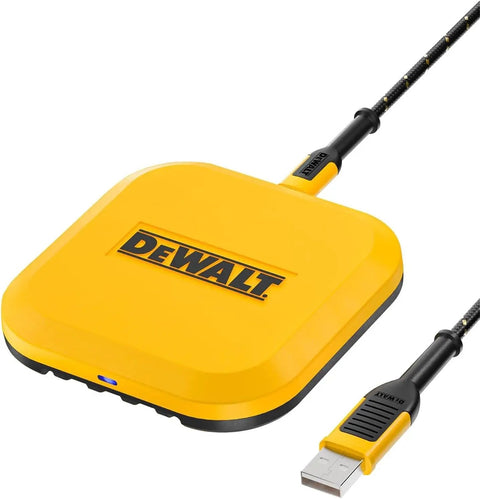 Yellow square wireless charger with USB cable, similar to 10W Max Fast Wireless Charger Pad For iPhone And Samsung Galaxy AirPods