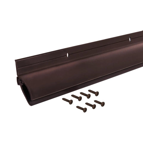 Weatherproof Door Sweep With Drip Cap, 36 Inch Long Aluminum And Vinyl Screw-On Bottom Seal For Drafts, Moisture, Dust And Insects, Bronze