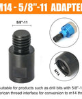 Angle Grinder Adapter Kit For Polishing Pads And Discs, Beefy Steel Thread Converter, M14 To Five Eighths Inch Eleven Female shown