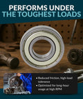 Front view of PGN 608-ZZ bearing, lubricated chrome steel sealed ball bearing, 8x22x7mm, 10-pack