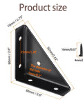 Heavy Duty Four Pack Bed Corner Supports And Hidden Triangular Shelf Brackets Built With Cold Rolled Steel dimensions with black finish.