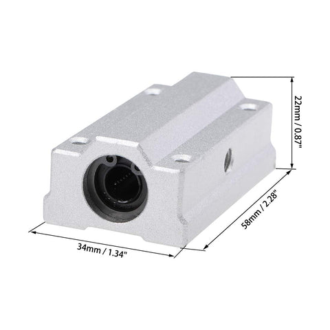 SCS8LUU 8mm Bore Linear Ball Bearing Slide Block Unit with Lightweight Aluminum Housing and Chromium Steel Balls
