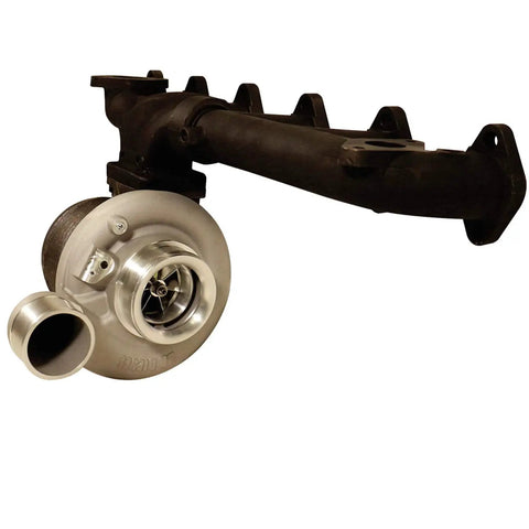 Iron Horn Diesel Turbocharger Kit With S363SXE 76 0.91AR Turbo, 79 Lb Per Min Flow, Includes Turbo, Orb M16x1.5 Plug, T4 Manifold