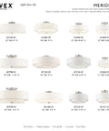 Brushed Nickel Flush Mount Ceiling Light With Off White Fabric Hardback Shade, variety of sizes and styles displayed.