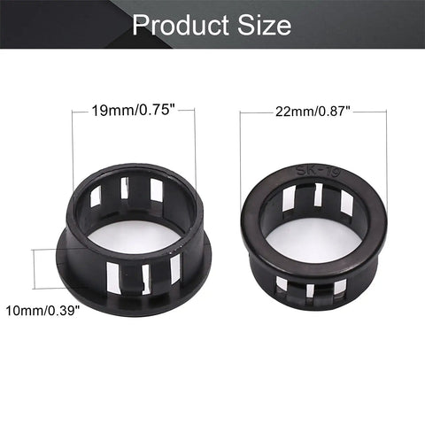 200 Pcs Cable Snap Bushing Three Quarters Inch 19mm Nylon Grommet Snap In Protector size comparison diagram