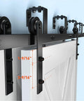 Double Track Bypass Barn Door Hardware Kit For Low Ceiling Spaces 8 Foot Sliding Barn Door System With Metal Hangers