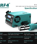 Beefy 1000W Desoldering Hot Air Gun Soldering Station With Digital Display And Smart Temperature Control shown with specifications