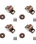 Heavy Duty 4 Pack Zinc Alloy Door Stoppers With Strong Magnets Smooth Quiet Cabinet Catches For Cupboard Holders Easy Install Screw Kit Home Hardware Must Have, showcasing four stoppers and screws.